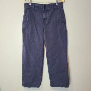 Everlane Womens The Organic Wide-Leg Pants Twill High Rise Stretch Blue Size 14